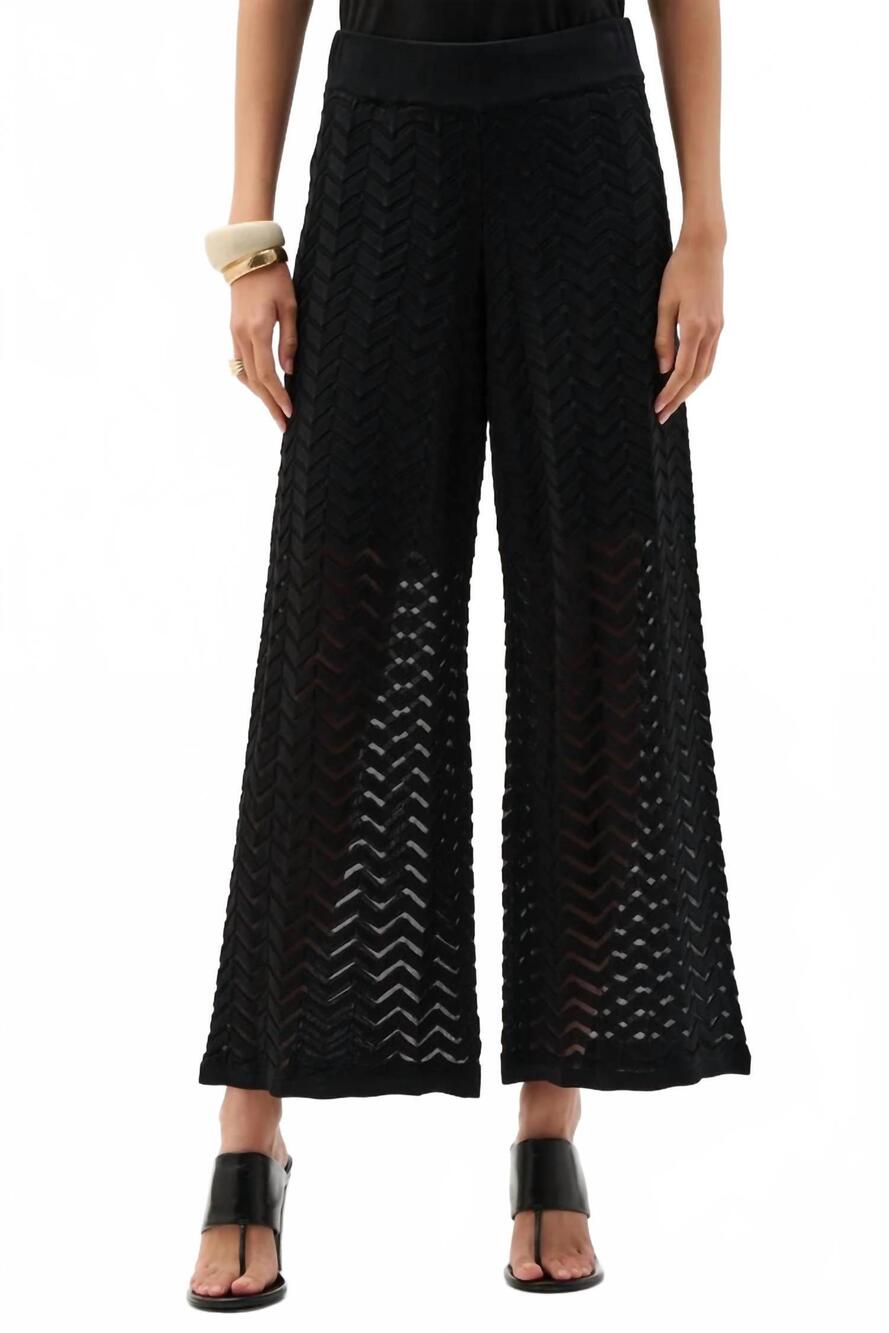 NEW JOSEPH RIBKOFF viscose jacquard knit chevron stitch culotte pants in black